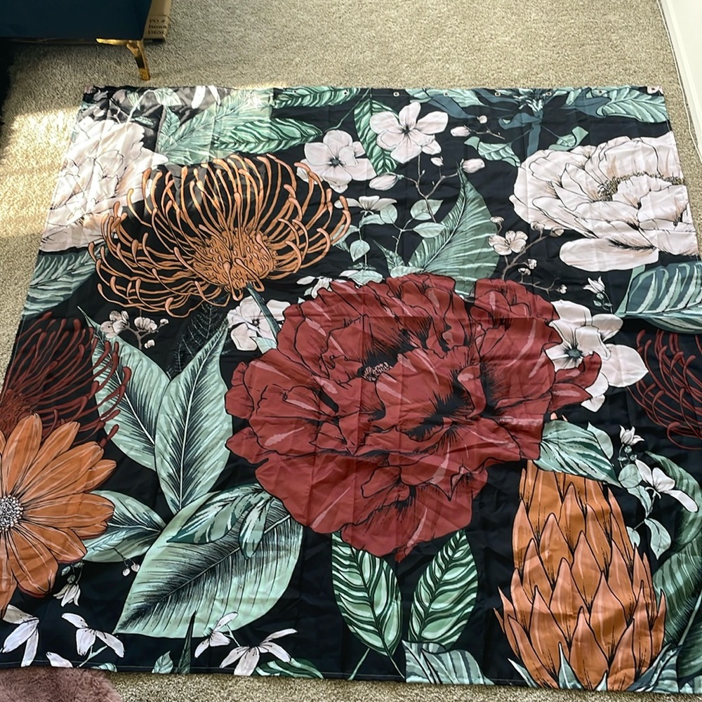 Black with Floral Shower Curtain
